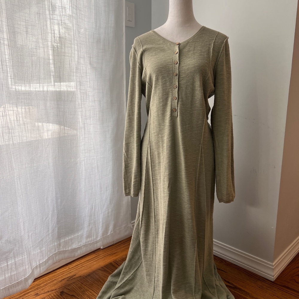 Free People El Topo Sweater Maxi in Salt Water Khaki (light sage green)